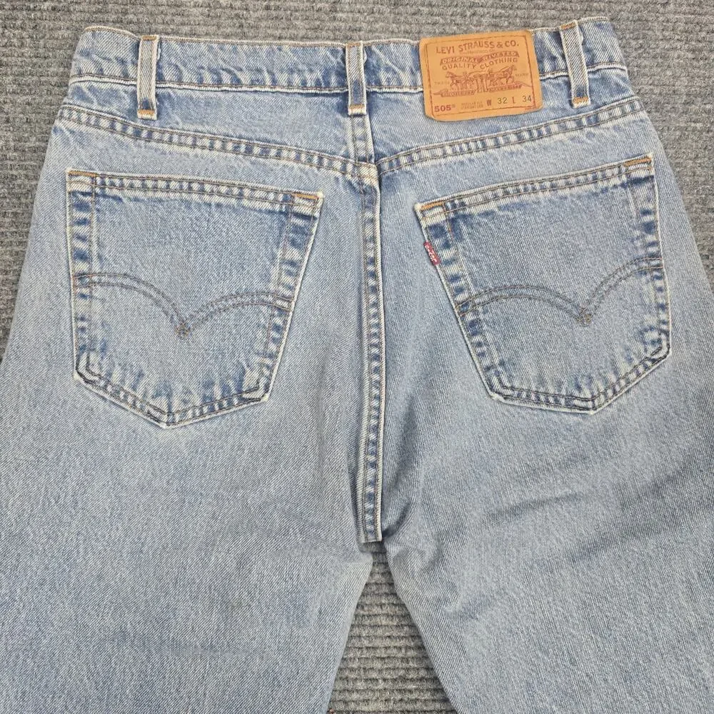 Vintage 90s Levi's 505 USA Made Jeans Tag 32x34 Measures 30x34 Light Wash USA